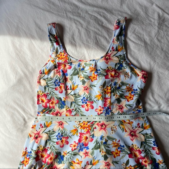 Women’s 1X Forever 21+ fit and flare skater dress tropical print with lace back - Picture 7 of 9